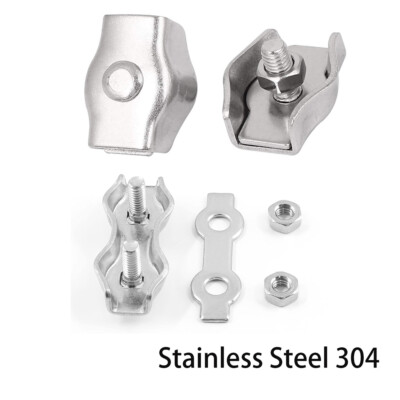 304 Stainless Steel Simplex Duplex Wire Rope Cable Grip Clamps 2mm - 10mm