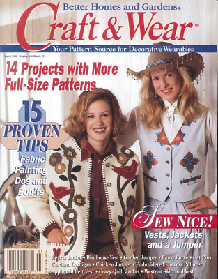 Craft & Wear Mar 1995 BH&G Fabric Painting Appliqué Birdhouse Vest Western Skirt
