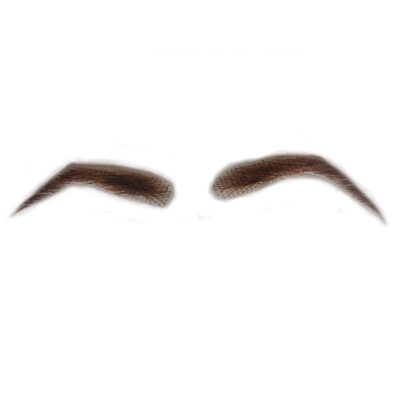 Light Brown False Eyebrows Human Hair Artificial Real Hair Handmade Crochet F...