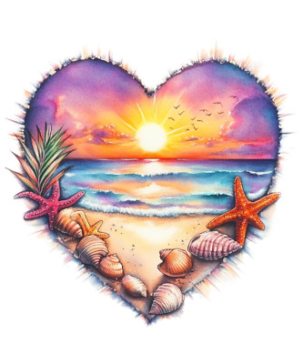 Transparent 18X18cm Heart Shaped Beach Scene Car Sticker Decal