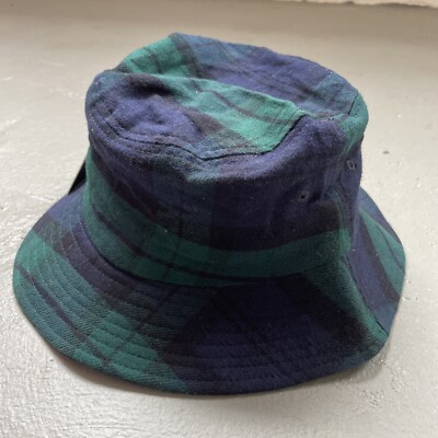 Vintage Stussy Plaid Double SS Skate Surf Bucket Hat Y2K Made in