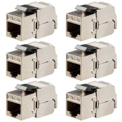 6x Keystone Jack Cat6A RJ45 Ethernet Network Module Plug 180 Degree Wall Plate