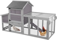 Outdoor Chicken House for 2-4 Chickens or Ducks Grey, 76" L x 29" W x 47" H 