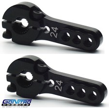 Go Nitro Hobbies 24T 3 Hole Aluminum Heavy Duty Servo Arm 2 Black Hitec