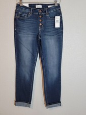 jessica simpson jeans womens size 4/27 rolled cuff ankle mid rise stretch denim