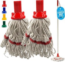 Cotton Mop Heads with Handle Replacement Colour Coded Floor Heavy Duty Socket