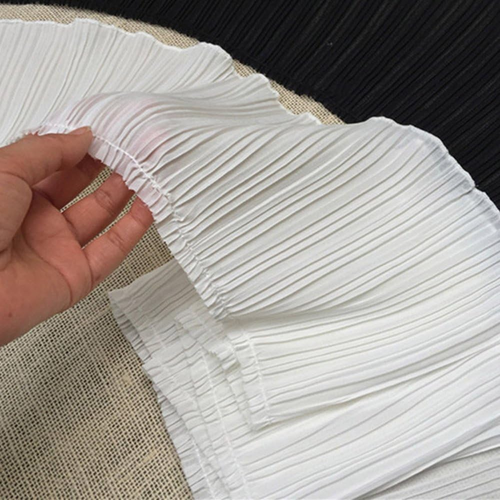 Wide Ruffled Lace Trims Chiffon Fabric Pleated Lac Trims for Garment Extender