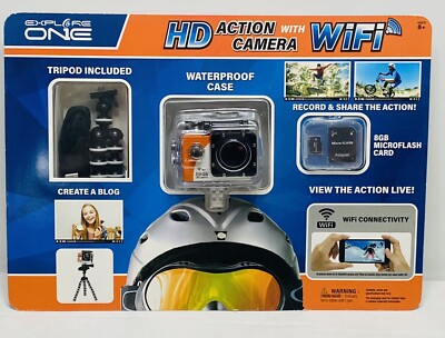 NEW Explore One HD Action Camera w/ WiFi & Accessories included Waterproof Case