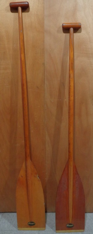 Vintage Sawyer Wooden Paddles, 58" & 54" Long, 8" Wide Blades, T-Grips