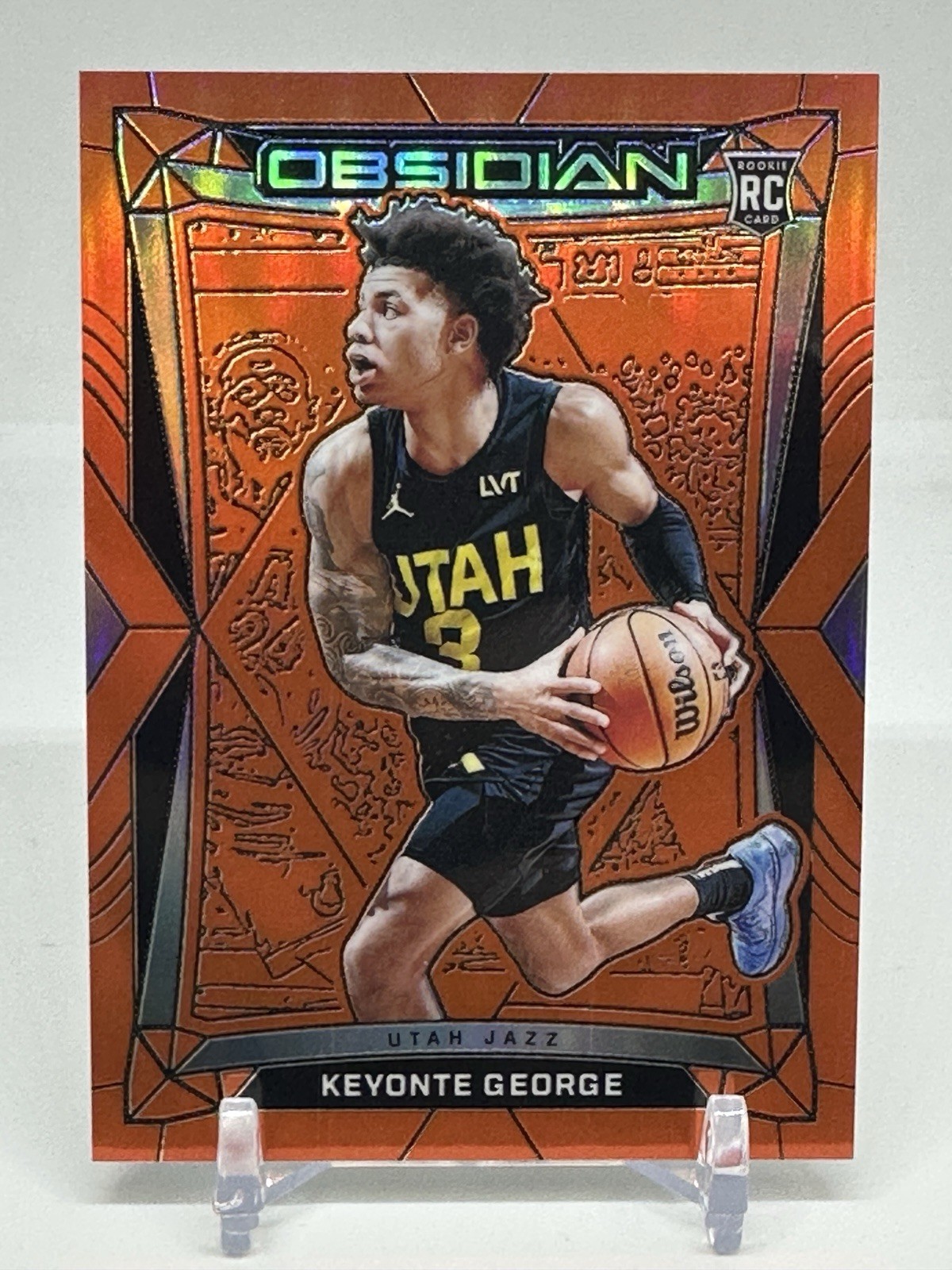 Keyonte George 2023-24 Panini Obsidian #35 Electric Etch Orange Flood /99