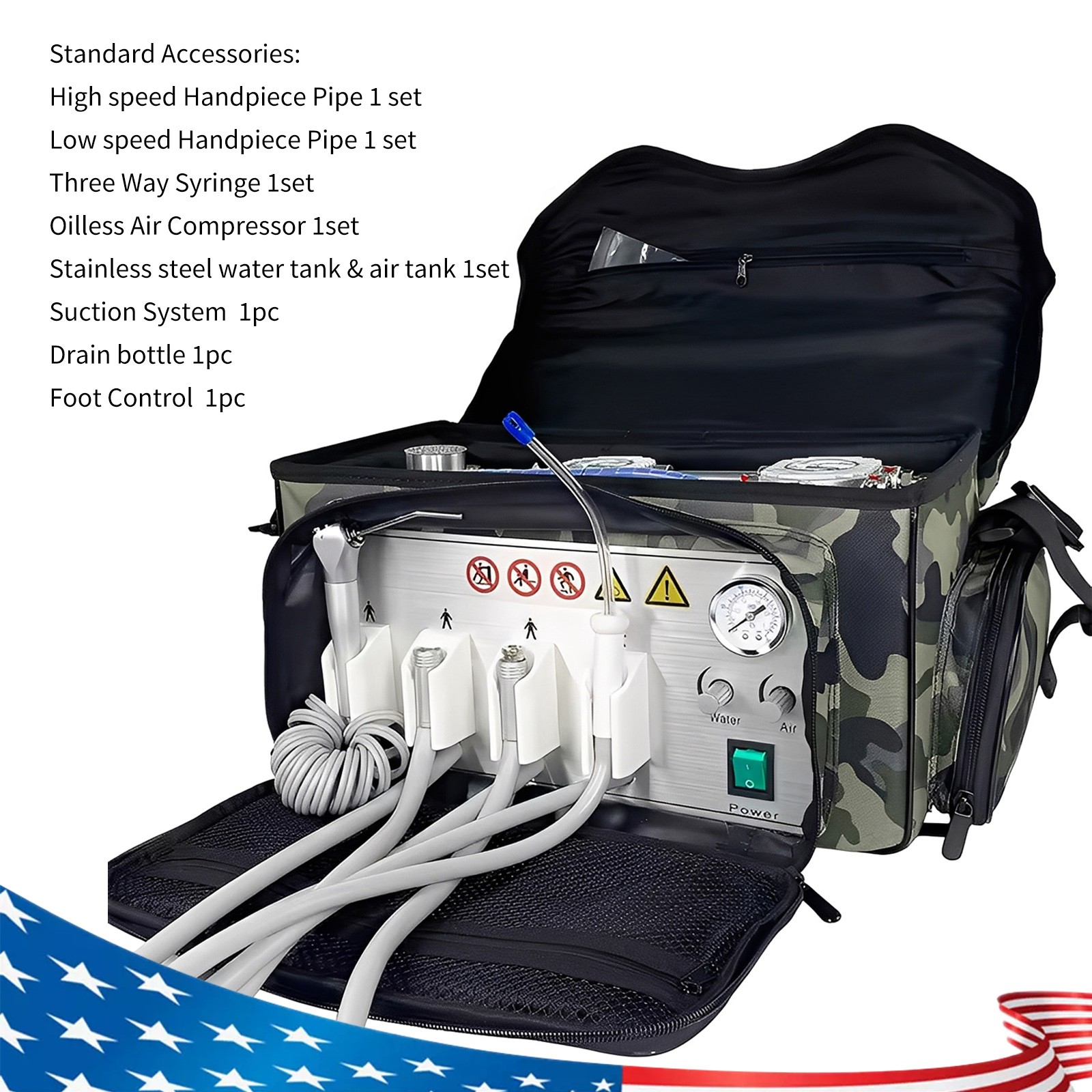Portable Backpack Bag Dental Delivery Unit Air Compressor Syringe Suction SD-101