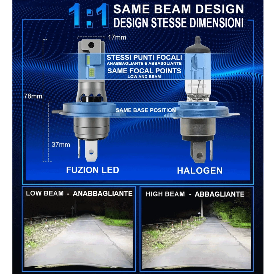 KIT LAMPADE BI-LED H4 H19 12/24V 1:1 EASYPro PLUG & PLAY CANBUS FUZION - Bild 2 von 4
