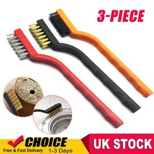 3 Pack Wire Brush Set Stainless Steel Brass Nylon Small Brushes Rust Cleaning UK