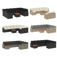 10-tlg.Garten-Sofagarnitur Garnitur Garten-Lounge-Set mit Kissen Poly Rattan