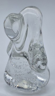 Leonard Towle Glass Hound Dog Paperweight Controlled Bubble Art Glass Vintage