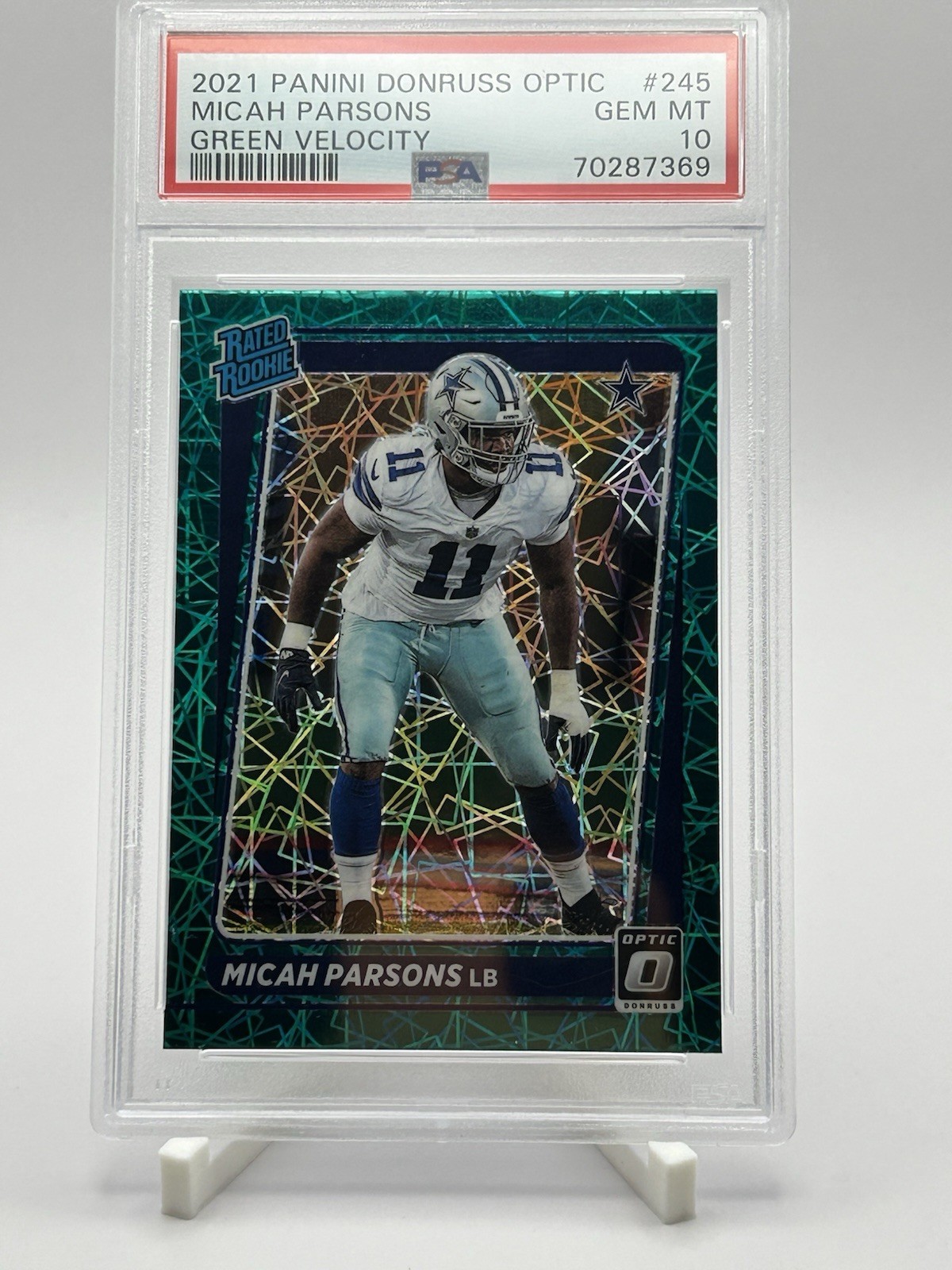 2021 Panini Donruss Optic Rated Rookie Green Velocity Prizm Micah Parsons #245