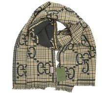 NEW GUCCI LUXURY 100 WOOL JUMBO GG NEACK SCARF WRAP