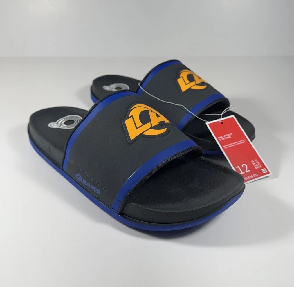 NIKE Offcourt LA Rams NFL Slides sandali blu nero uomo taglia 12 *NUOVI* DD0556 002