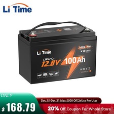 LiTime 12V 100Ah TM LiFePO4 Lithium Battery Low Temp Cut-off for Trolling Motor