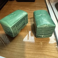 Vintage Teal/Green Train Salt And Pepper Shaker Set, 1950s , Arden Trolly Museum