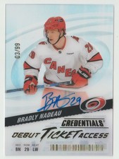 2024-25 UPPER DECK CREDENTIALS ACETATE DEBUT TICKET ACCESS AUTO BRADLY NADEAU