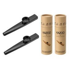 Kazoo Musical Instrument Aluminum Alloy Black with Cylindrical Box 2Pcs