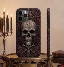 Dark Gothic Skull Phone Case for iPhone Horror Skeleton Protective Cover
