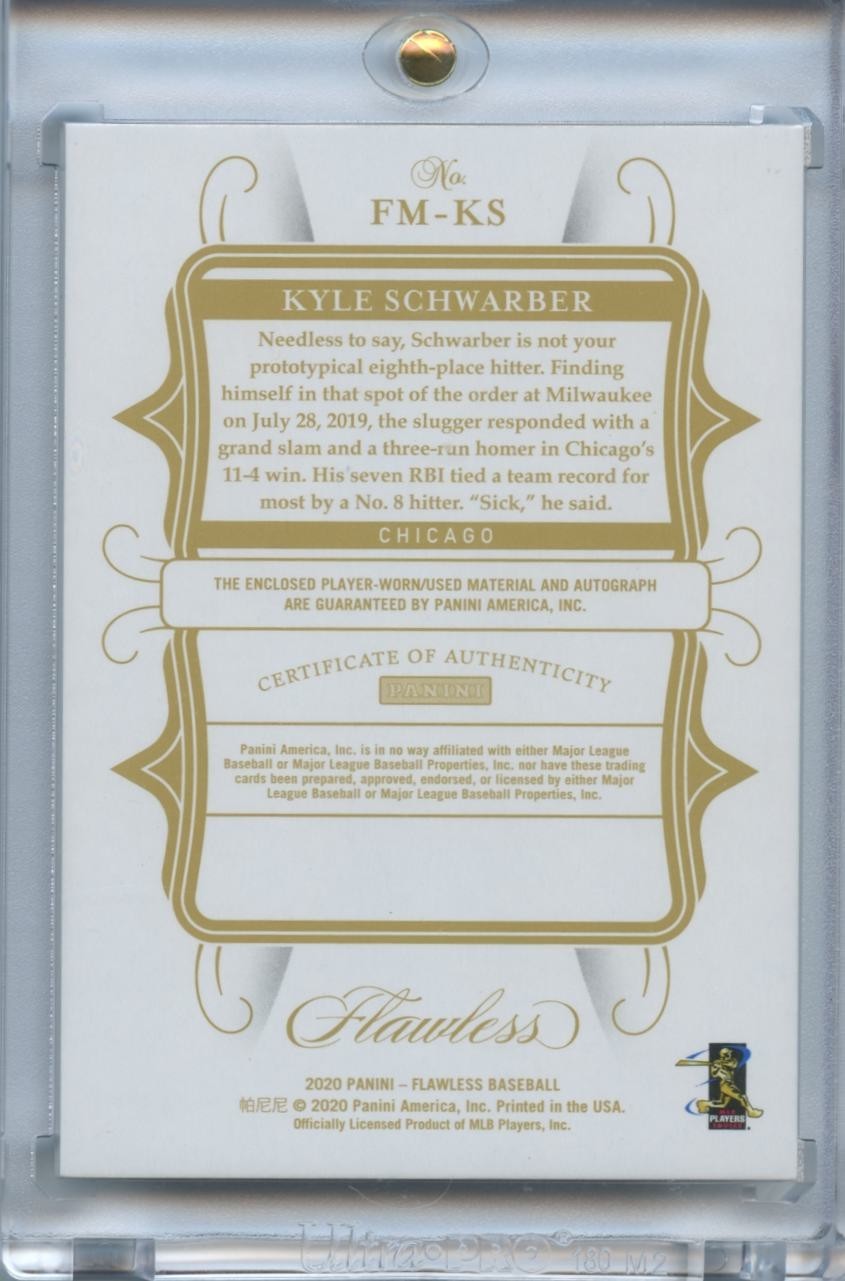 Kyle Schwarber 2020 Flawless Auto Autograph LOGO Patch Chicago Cubs 10/25 view 2