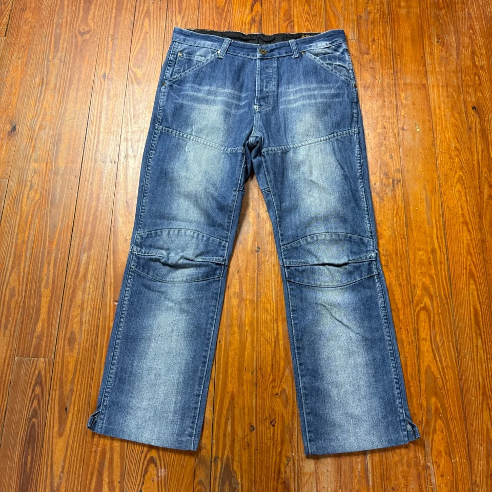 G Star Raw Jeans Mens Size 36x28 Blue Wash Moto Biker Denim 5620 - Image 3 of 4
