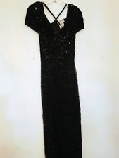 Adrianna Papell  Black Sequins Mermaid Evening Gown/Prom Dress Fully Lined Sz 14