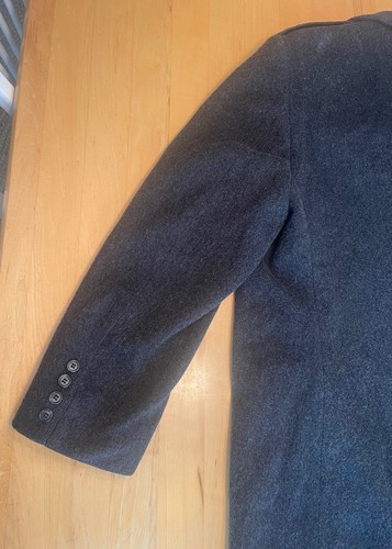 Vintage London Fog Men's 42R Dark Gray 100% Pure Wool Long Trench Coat Made USA - Picture 5 of 23