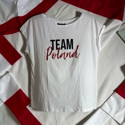 Mohito Collection Team PolanT Shirt Women's Large White Short Sleeve Lightweight