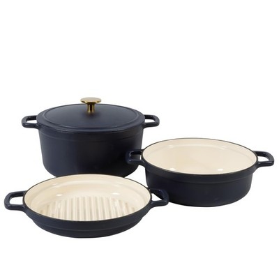 Kitchen Essentials 4-Piece Enameled Cast Iron Stackable Cookware Set, 5.3 Qt ...