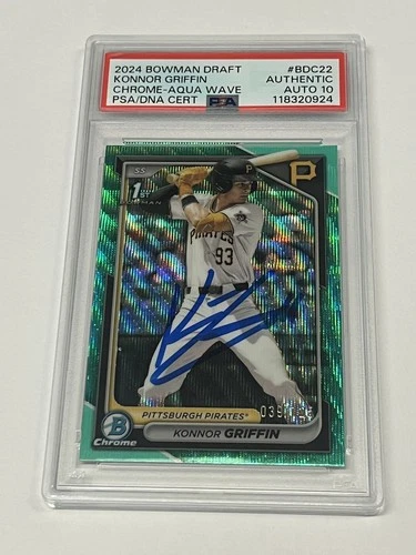 2024 Bowman Draft Chrome Konnor Griffin Aqua Wave Auto 1st #BDC-22 PSA 10 Auto