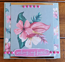 Handmade Scrapbook Junk Journal Folio Album 5.25"x5.25" "Smiling's My Favorite"