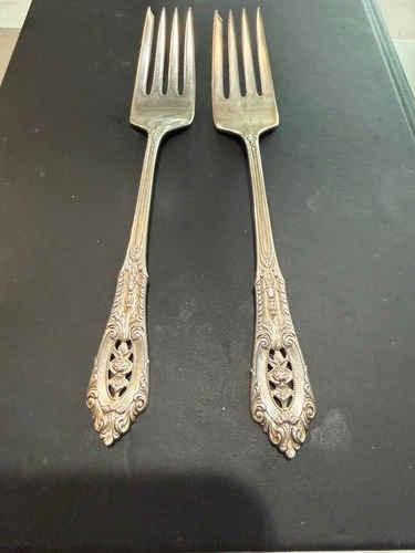 2~WALLACE STERLING ROSE POINT SALAD FORKS
