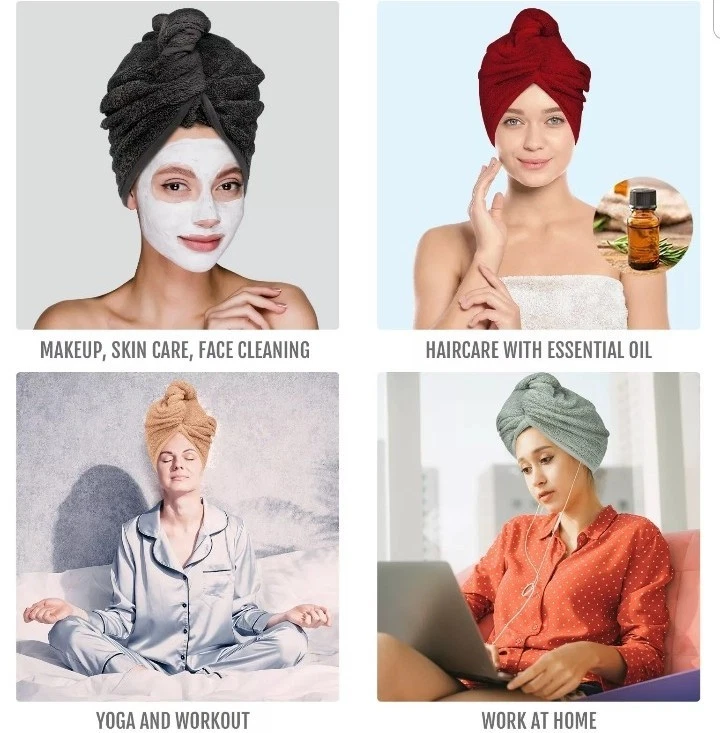 Полотенце-тюрбан для быстрой сушки волос быстросохнущее закручивающееся головной душ шапка для ванны - Изображение 2 из 4