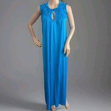 Vintage Nightgown Maxi Length Blue Kayser 1980s Small