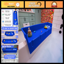Bathtub Splash Guard Bath Shelf for Kids - Toddler Bath Tray Toy Organizer