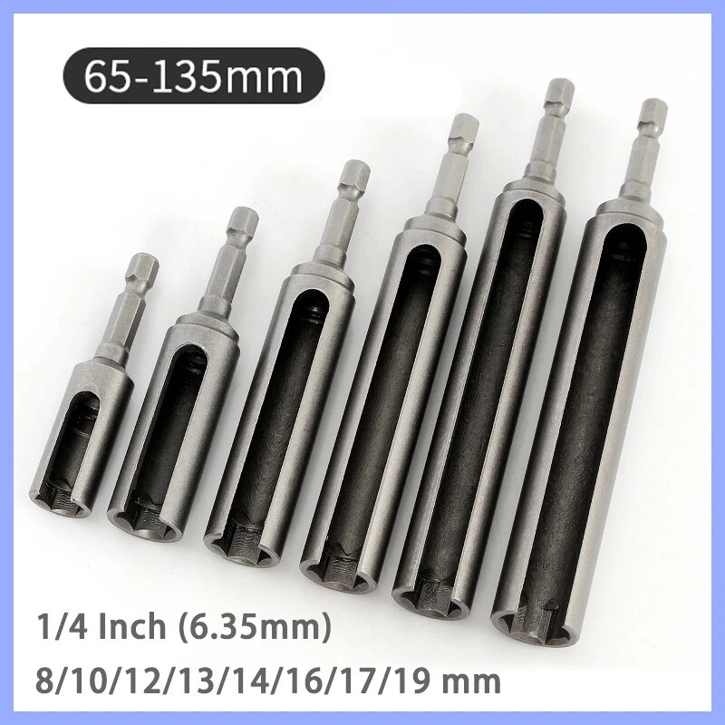65-135mm Long 1/4" Hex Shank Hex Nut Socket Slotted Extension Driver Bit Adapter - Image 3 of 4