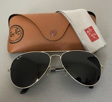 Ray ban aviator sunglasses ,3026, 62mm Large, Silver Frame/ Black Lens.