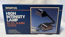 Vintage SPARTUS High Intensity Lamp & LED Alarm Clock Model 1401-64 Tested Works