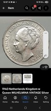 1940 Netherlands 1 Gulden Silver Coin Queen Wilhelmina Uncertified Circulated