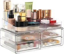 Stackable Storage Drawer, Transparent Cosmetics Storage Box, Cosmetics and Beaut