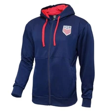 United States Soccer Federation USA Adult Full Zip Hoodie in Navy Blue, XL