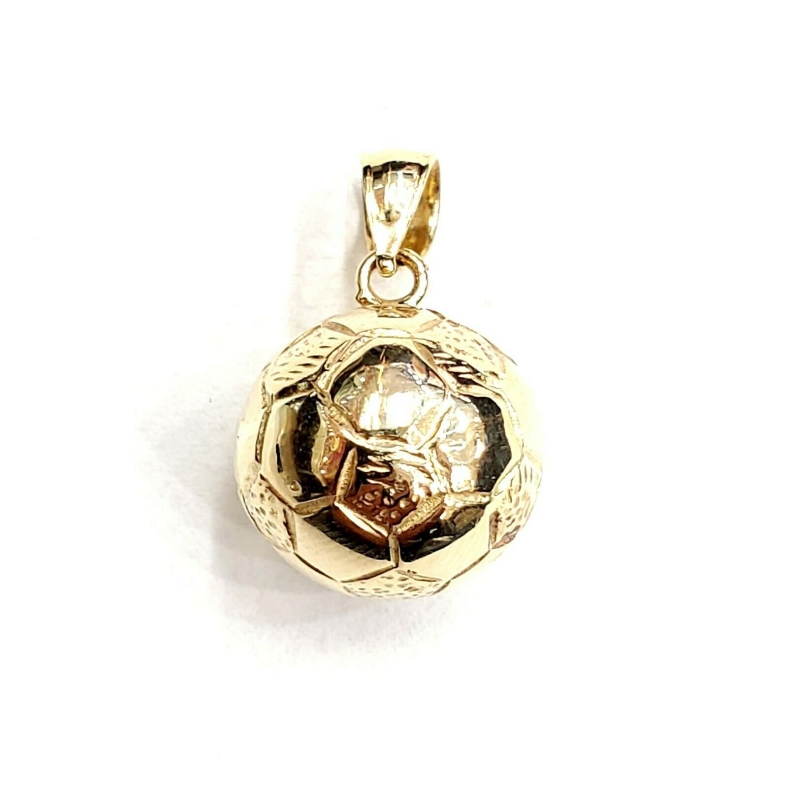 14k yellow Gold 3D Soccer ball Pendant charm sport game fine jewelry gift 3.9g