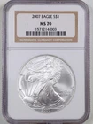 2007 1oz Silver American Eagle MS70 NGC 1571214-003
