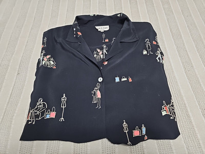 David Dart Black Line Figures ''GOING SHOPPING'' Single Button Top/Blouse SZ 2X