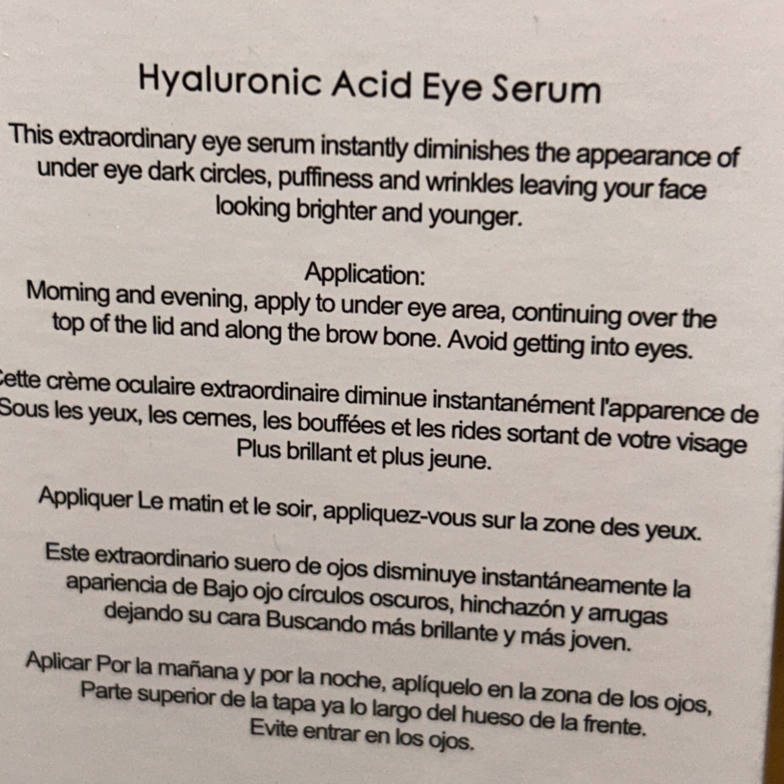 D’or24k Prestige Hyaluronic Acid Eye Serum 1.35 fl oz  Endless Beauty Exp: 2027