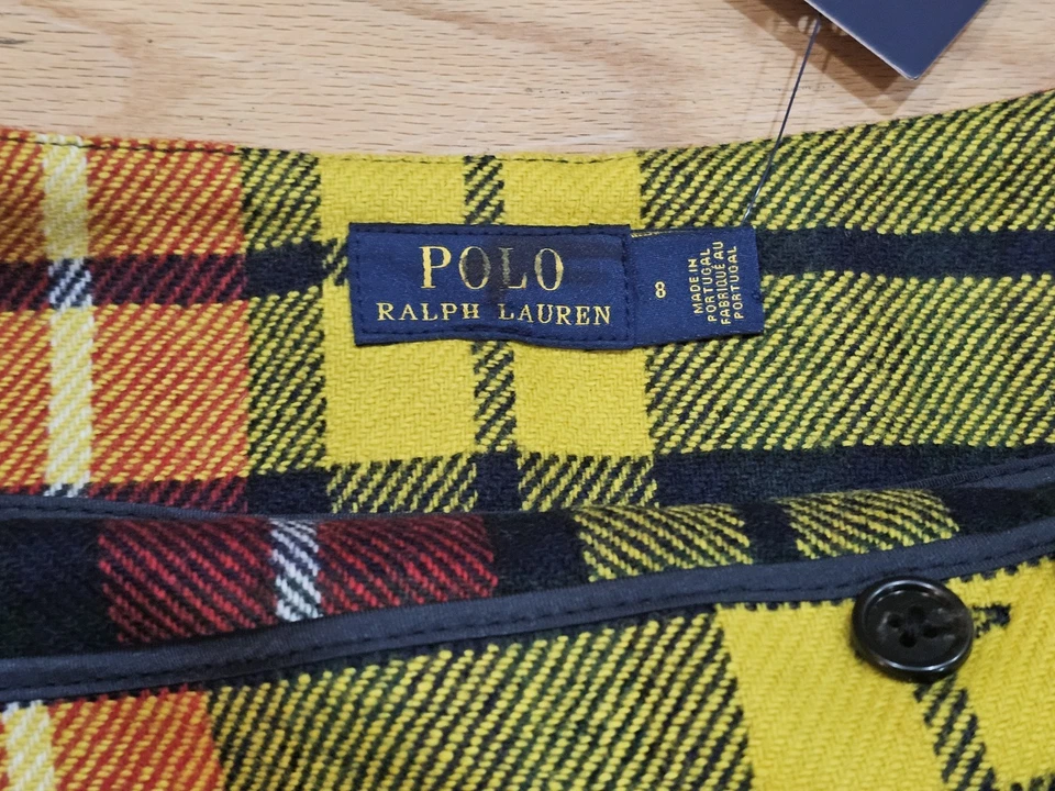 NUEVO CON ETIQUETAS Polo Ralph Lauren Para Mujer Multicolor Lana A Cuadros Plisado Cinturón Deformación Falda Foto 4 de 4